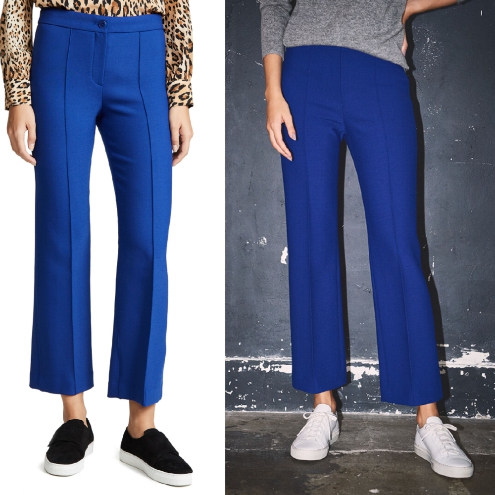 Theory Cardinal Straight Leg Trouser in Bi-Stretch Wool Blend Blue 2